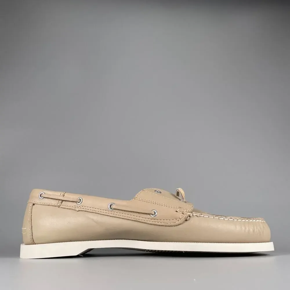 G.H. Bass & Co Men's Size 11 M Cream Leather 2 Eye Moc Toe Boat Shoes Casual EUC